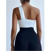imageSHENHE Womens One Shoulder Sleeveless Big Bow Front Elegant Fitted Tank Top BodysuitWhite
