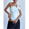 imageSHENHE Womens One Shoulder Sleeveless Big Bow Front Elegant Fitted Tank Top BodysuitWhite