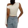 imageSHENHE Womens One Shoulder Tie Knot Sleeveless Ruched Fitted Elegant Going Out Crop TopApricot