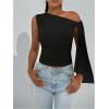 imageSHENHE Womens One Shoulder Tie Knot Sleeveless Ruched Fitted Elegant Going Out Crop TopBlack