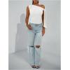 imageSHENHE Womens One Shoulder Tie Knot Sleeveless Ruched Fitted Elegant Going Out Crop TopWhite
