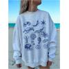 imageSHENHE Womens Oversized Graphic Sweatshirt Crewneck Cute Animal Print Top SweatshirtLight Grey