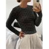imageSHENHE Womens Polka Dots Sheer Mesh T Shirt Round Neck Slim Fitted Streetwear TopBlack