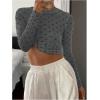 imageSHENHE Womens Polka Dots Sheer Mesh T Shirt Round Neck Slim Fitted Streetwear TopGrey