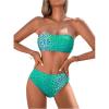 imageSHENHE Womens 2 Piece Bandeau Swimsuit Leopard Strapless Bathing Suit High Waist Bikini Set Green Medium
