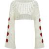 imageSHENHE Womens Crochet Hollow Out Y2k Long Sleeve Cropped Knit Sweater TopBeige