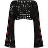 imageSHENHE Womens Crochet Hollow Out Y2k Long Sleeve Cropped Knit Sweater TopBlack