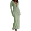 imageSHENHE Womens Crochet Knit Maxi Dress Deep V Neck Long Sleeve Sheer Sexy Long Cover Up DressGreen