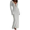 imageSHENHE Womens Crochet Knit Maxi Dress Deep V Neck Long Sleeve Sheer Sexy Long Cover Up DressWhite