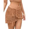 imageSHENHE Womens Hollow Out Sheer Crochet Wrap Skirt Scalloped Sexy Boho Mini SkirtMocha Brown