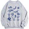 imageSHENHE Womens Oversized Graphic Sweatshirt Crewneck Cute Animal Print Top SweatshirtLight Grey