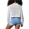 imageSHENHE Girls Hollow Out Open Front Bolero Shrug Long Sleeve Loose Cardigan SweaterWhite