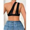 imageSHENHE Womens Contrast Lace Bralette One Shoulder Cut Out Unlined Underwire BrasBlack