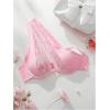 imageSHENHE Womens Contrast Lace Bralette One Shoulder Cut Out Unlined Underwire BrasPink