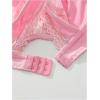 imageSHENHE Womens Contrast Lace Bralette One Shoulder Cut Out Unlined Underwire BrasPink