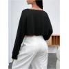 imageSHENHE Womens Long Sleeve Boat Neck Cropped Tee Drop Shoulder Casual T Shirts TopBlack