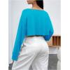 imageSHENHE Womens Long Sleeve Boat Neck Cropped Tee Drop Shoulder Casual T Shirts TopBlue