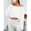 imageSHENHE Womens Long Sleeve Boat Neck Cropped Tee Drop Shoulder Casual T Shirts TopWhite