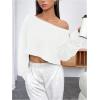 imageSHENHE Womens Long Sleeve Boat Neck Cropped Tee Drop Shoulder Casual T Shirts TopWhite