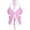 imageSHENHE Womens Open Back Halter Neck Lace Up Tie Back Split Front Sexy Club Crop TopPink
