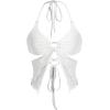 imageSHENHE Womens Open Back Halter Neck Lace Up Tie Back Split Front Sexy Club Crop TopWhite