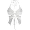 imageSHENHE Womens Open Back Halter Neck Lace Up Tie Back Split Front Sexy Club Crop TopWhite