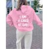 imageSHENHE Womens Oversized Graphic Hoodie Letter Print Casual Hoodie Pullover SweatshirtPink