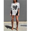 imageSHENHE Womens Oversized Short Sleeve Mesh Football Jersey Shirt V Neck Graphic Top TeeBlack