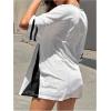 imageSHENHE Womens Oversized Short Sleeve Mesh Football Jersey Shirt V Neck Graphic Top TeeBlack
