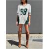 imageSHENHE Womens Oversized Short Sleeve Mesh Football Jersey Shirt V Neck Graphic Top TeeGreen