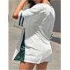 imageSHENHE Womens Oversized Short Sleeve Mesh Football Jersey Shirt V Neck Graphic Top TeeGreen