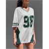 imageSHENHE Womens Oversized Short Sleeve Mesh Football Jersey Shirt V Neck Graphic Top TeeGreen