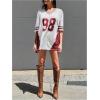imageSHENHE Womens Oversized Short Sleeve Mesh Football Jersey Shirt V Neck Graphic Top TeeWhite