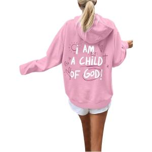 imageSHENHE Womens Oversized Graphic Hoodie Letter Print Casual Hoodie Pullover SweatshirtPink