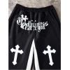 imageSHENHE Boys Y2K Pants Cross Print Elastic Waist Drawstring Wide Leg Pocket Athletic SweatpantsBlack