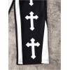imageSHENHE Boys Y2K Pants Cross Print Elastic Waist Drawstring Wide Leg Pocket Athletic SweatpantsBlack