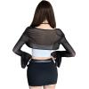 imageSHENHE Womens 2 Piece Set Mesh Sheer Flare Sleeve Bolero Shrug and Crop Camisole TopBlack