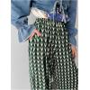 imageSHENHE Womens Checkered Pants Split Hem Straight Leg Elastic Waist Casual Loose PantsGreen Allover Print