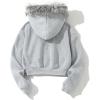 imageSHENHE Womens Faux Fur Zip Up Hoodie Skeleton Graphic Cropped Hoodie Jacket SweatshirtLight Grey