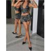 imageSHENHE Womens Sexy Y2k 2 Piece Outfits Leopard Halter Crop Top Layered Ruffle Mini Skirt SetBlack