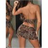 imageSHENHE Womens Sexy Y2k 2 Piece Outfits Leopard Halter Crop Top Layered Ruffle Mini Skirt SetBrown