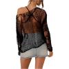 imageSHENHE Womens Sheer Hollow Out Off Shoulder Distressed Grunge Punk Sexy Sweater Knit Top Bikini Coverup TopBlack