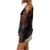 imageSHENHE Womens Sheer Hollow Out Off Shoulder Distressed Grunge Punk Sexy Sweater Knit Top Bikini Coverup TopBlack