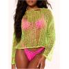 imageSHENHE Womens Sheer Hollow Out Off Shoulder Distressed Grunge Punk Sexy Sweater Knit Top Bikini Coverup TopGreen