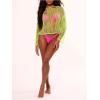 imageSHENHE Womens Sheer Hollow Out Off Shoulder Distressed Grunge Punk Sexy Sweater Knit Top Bikini Coverup TopGreen