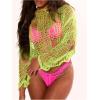 imageSHENHE Womens Sheer Hollow Out Off Shoulder Distressed Grunge Punk Sexy Sweater Knit Top Bikini Coverup TopGreen