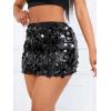 imageSHENHE Womens Sparkly Sequin High Waist Party Club Mini Bodycon Rave SkirtBlack