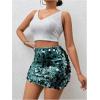 imageSHENHE Womens Sparkly Sequin High Waist Party Club Mini Bodycon Rave SkirtDark Green
