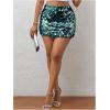 imageSHENHE Womens Sparkly Sequin High Waist Party Club Mini Bodycon Rave SkirtDark Green
