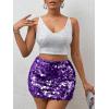 imageSHENHE Womens Sparkly Sequin High Waist Party Club Mini Bodycon Rave SkirtPurple